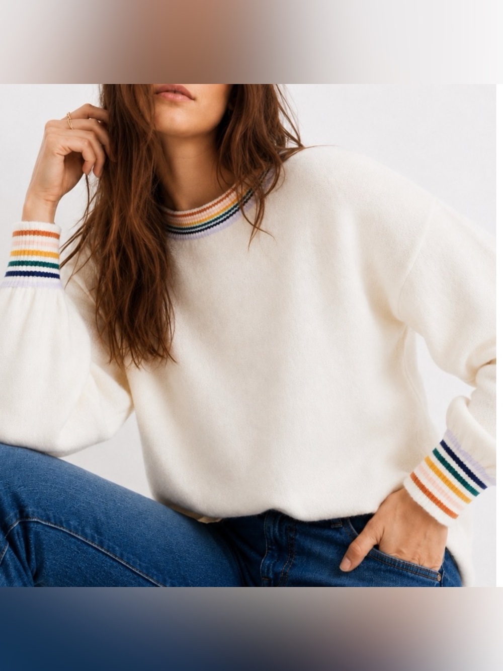 Madewell Rainbow Trim Sweater